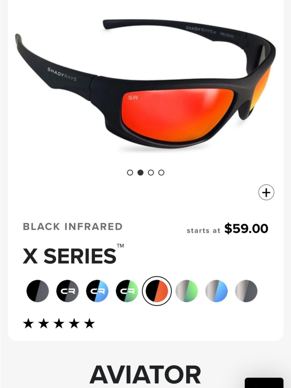 Shady Rays X Series Sunglasses - Black with Infrared Red Lenses